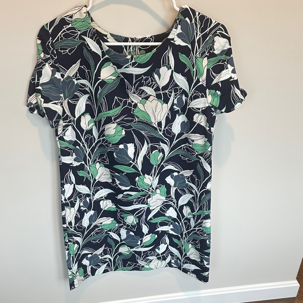 Banana Republic Black and Green Floral Midi Dress